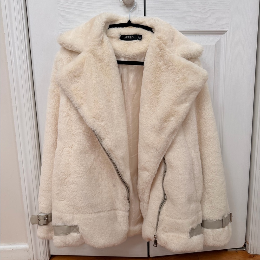 Ralph Lauren Cream Faux Fur Jacket